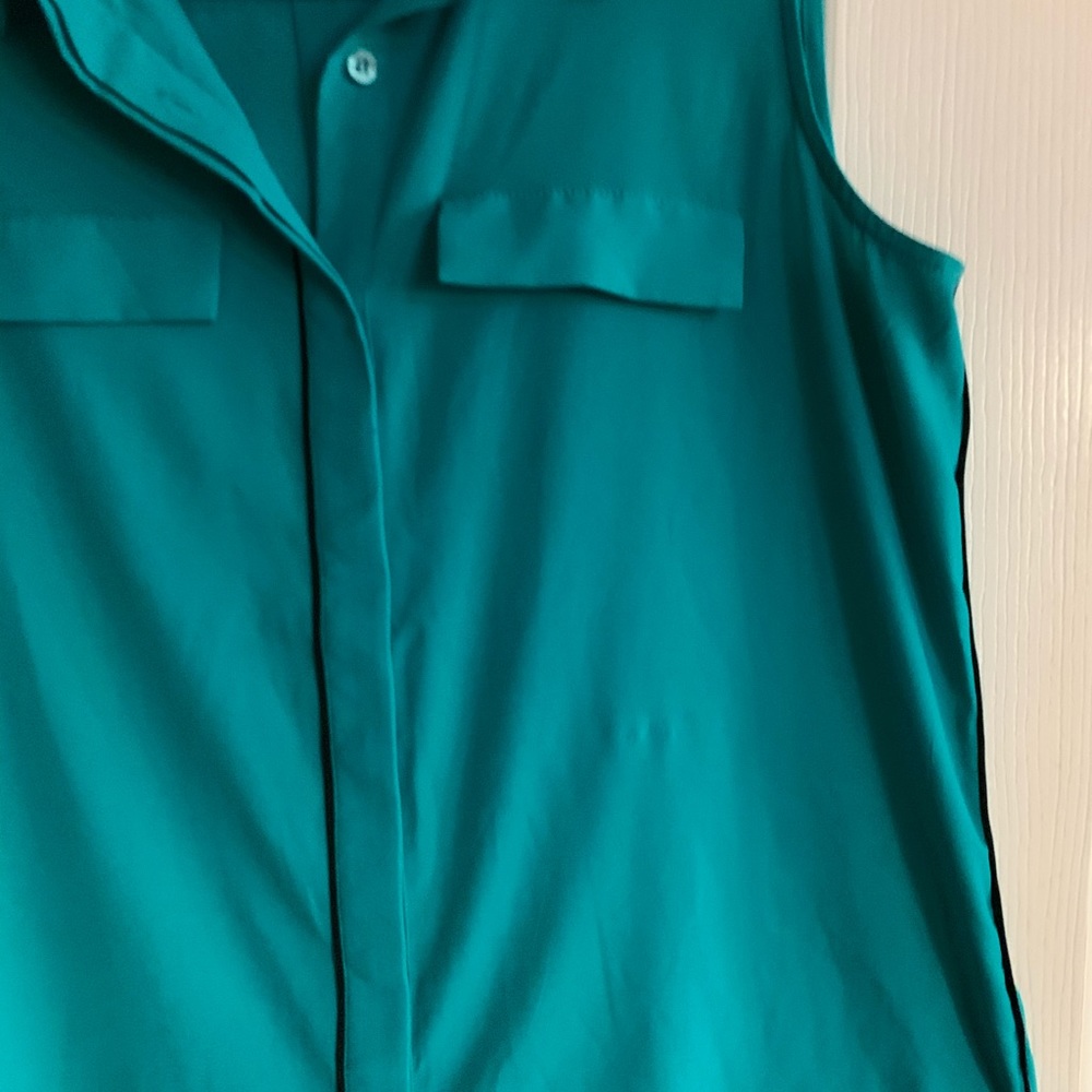 Calvin Klein teal sleeveless blouse, small - Picture 3 of 4